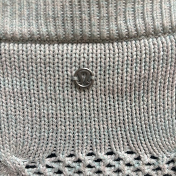 LULULEMON BE PRESENT MARLED COASTAL BLUE CROPPED OVERSIZED KNIT SWEATER SZ L- XL - Picture 7 of 12